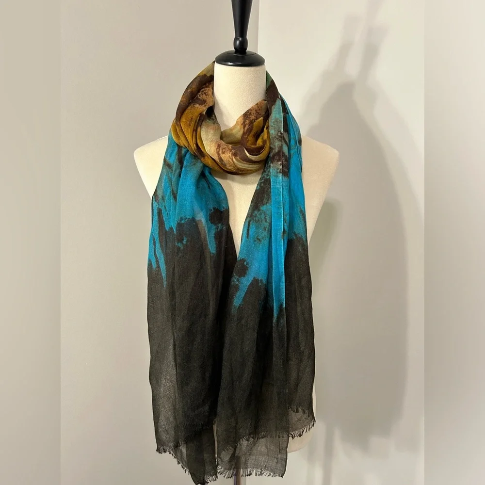 Ombre Tie Dye Long Versatile Scarf - abstract wearable art - Whimsigoth